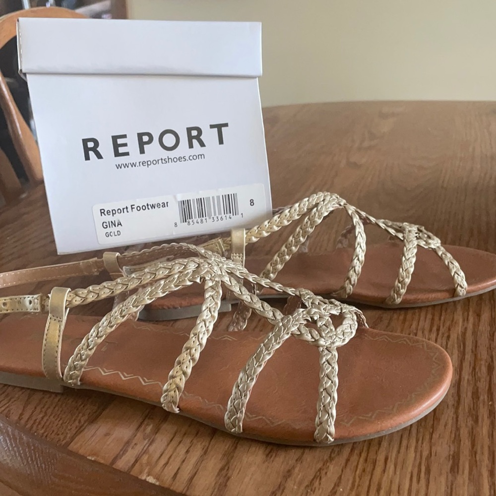 Report Gina Gold Sandals Size 8